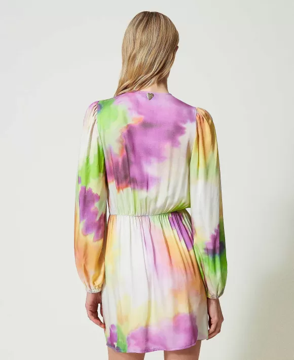 TWINSET Milano Abito Corto A Stampa Tie-Dye Fantasia Clearance