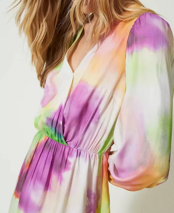 TWINSET Milano Abito Corto A Stampa Tie-Dye Fantasia Clearance