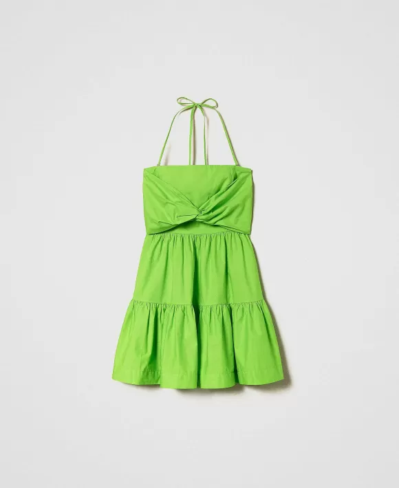 TWINSET Milano Abito Corto Bustier In Popeline Verde Outlet