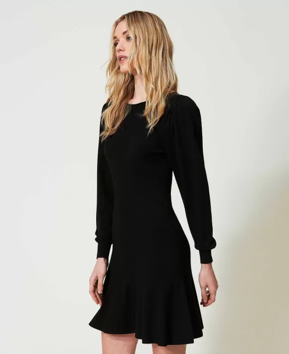 TWINSET Milano Abito Corto Doppio Uso In Maglia Nero Fashion