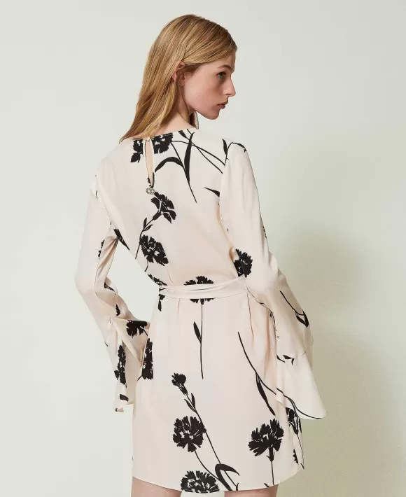 TWINSET Milano Abito Corto In Cr Pe A Fiori Fantasia Flash Sale