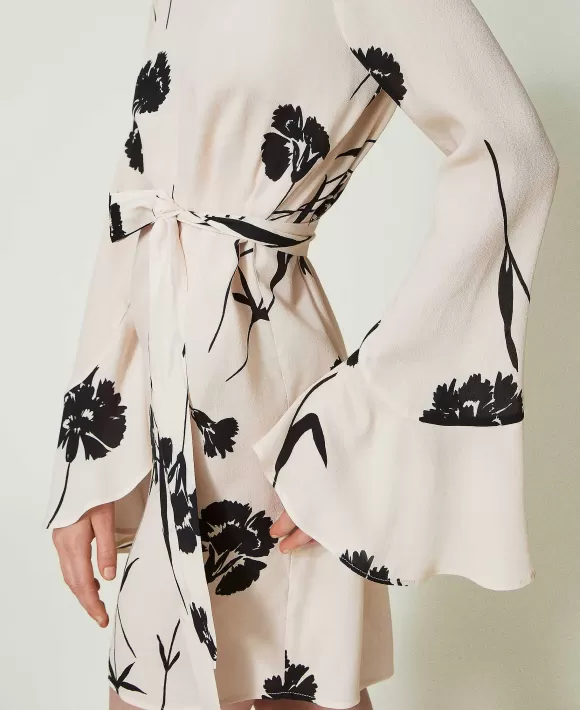 TWINSET Milano Abito Corto In Cr Pe A Fiori Fantasia Flash Sale