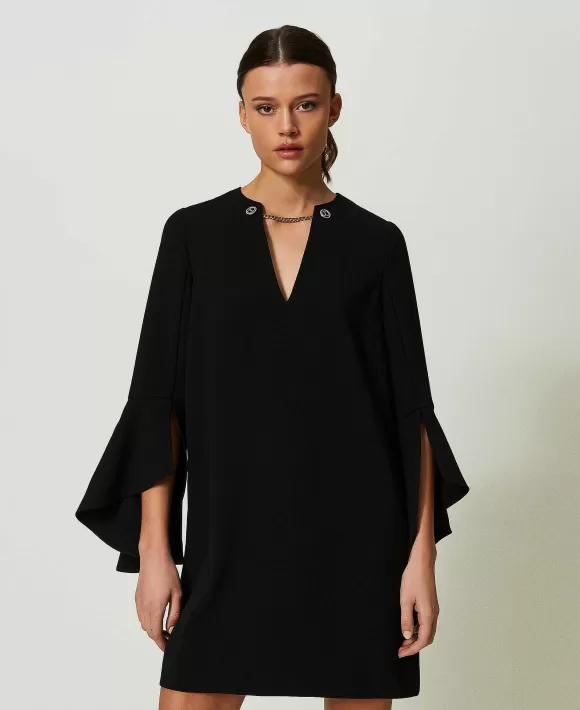 TWINSET Milano Abito Corto In Cr Pe Cady Nero Flash Sale