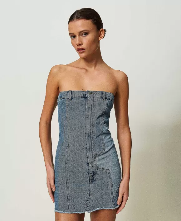TWINSET Milano Abito Corto In Jeans Con Stella Blu Clearance