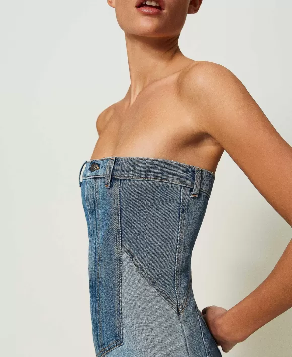 TWINSET Milano Abito Corto In Jeans Con Stella Blu Clearance