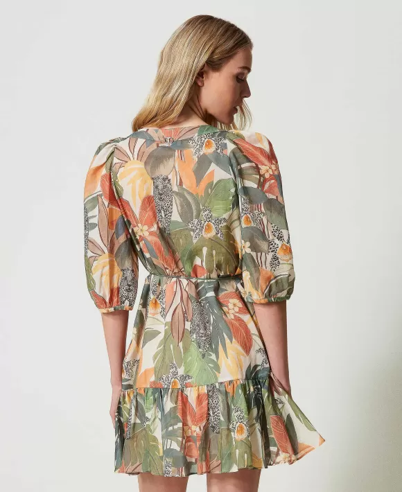 TWINSET Milano Abito Corto In Mussola Con Stampa Fantasia Cheap