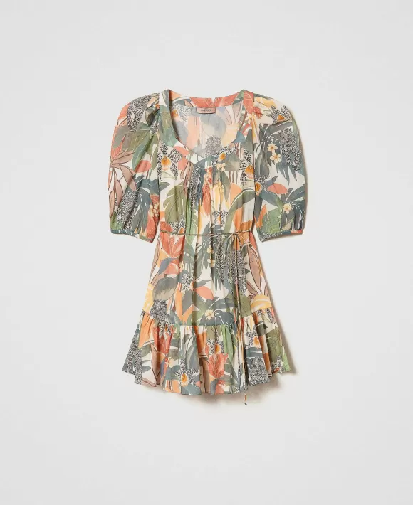 TWINSET Milano Abito Corto In Mussola Con Stampa Fantasia Cheap