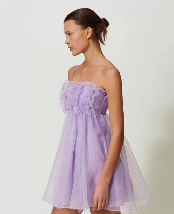 TWINSET Milano Abito Corto In Organza Con Volant Viola Cheap