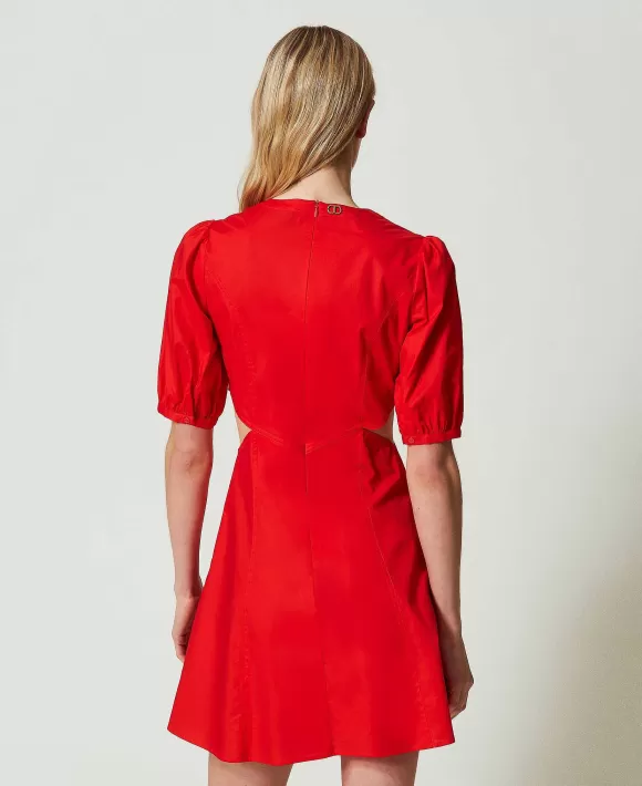 TWINSET Milano Abito Corto In Popeline Con Cut-Out Rosso Cheap