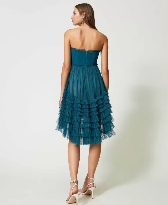 TWINSET Milano Abito Corto In Tulle Pliss Verde Shop