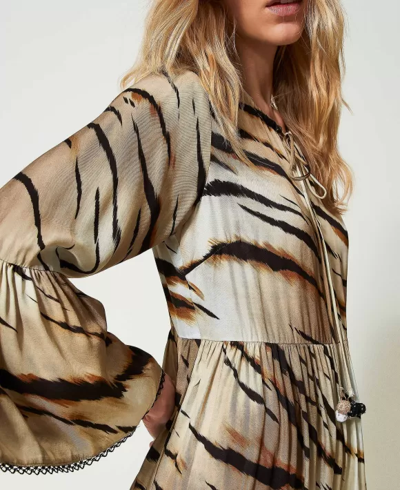 TWINSET Milano Abito Corto In Twill Animalier Fantasia New