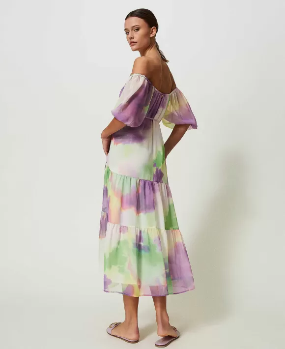 TWINSET Milano Abito Longuette A Stampa Tie-Dye Fantasia Flash Sale