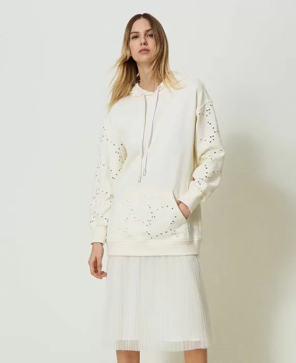 TWINSET Milano Abito Longuette In Felpa E Tulle Bianco Online