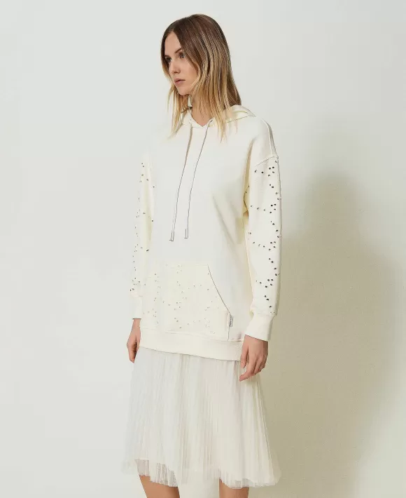 TWINSET Milano Abito Longuette In Felpa E Tulle Bianco Online