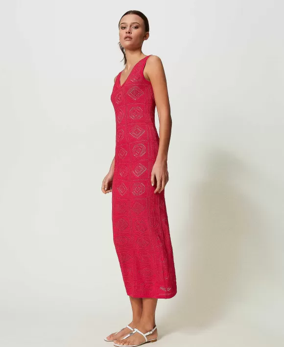 TWINSET Milano Abito Longuette In Maglia Fucsia Best