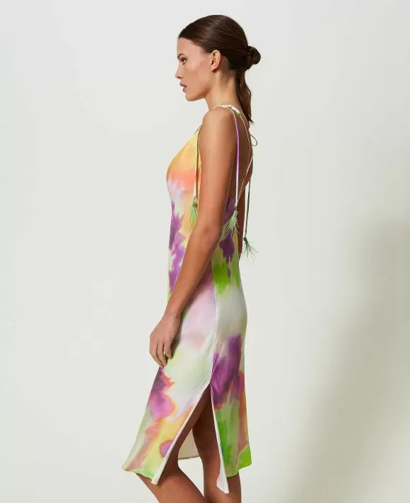 TWINSET Milano Abito Longuette Sottoveste A Stampa Tie-Dye Fantasia Cheap