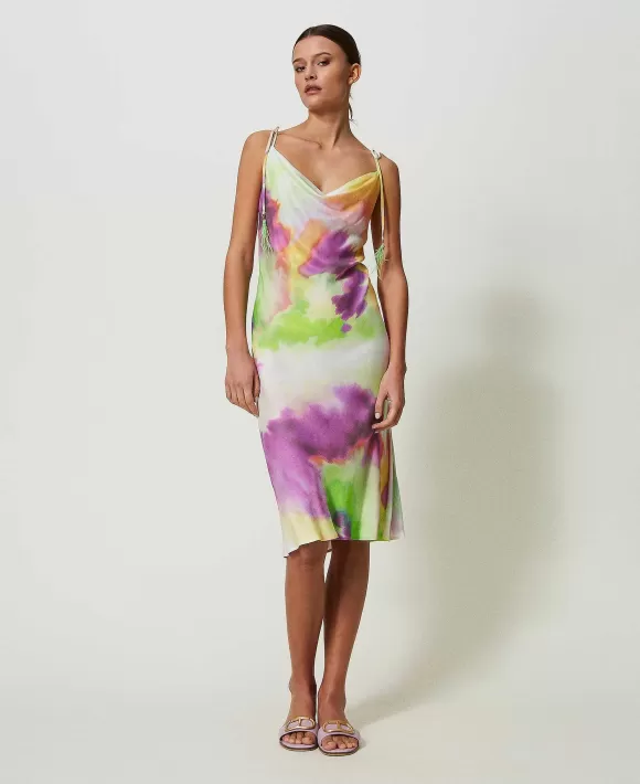 TWINSET Milano Abito Longuette Sottoveste A Stampa Tie-Dye Fantasia Cheap