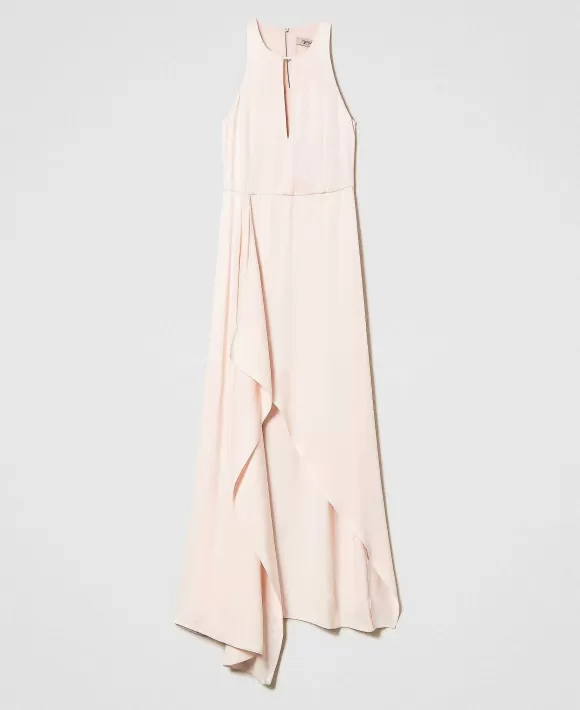 TWINSET Milano Abito Lungo Asimmetrico In Raso Rosa Outlet