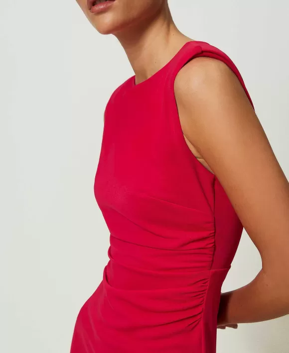 TWINSET Milano Abito Lungo Con Arricciatura Fucsia Clearance