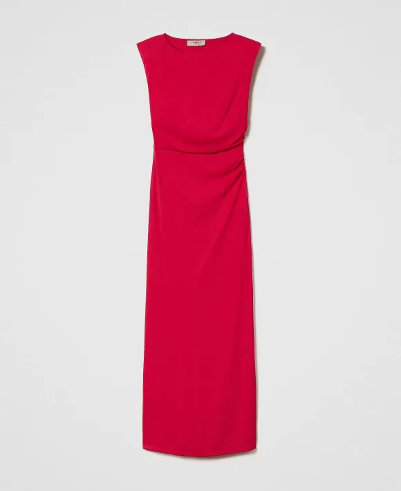 TWINSET Milano Abito Lungo Con Arricciatura Fucsia Clearance