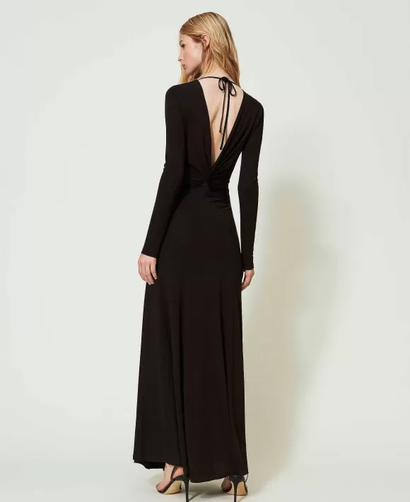 TWINSET Milano Abito Lungo Fitted Con Nodo Nero Online