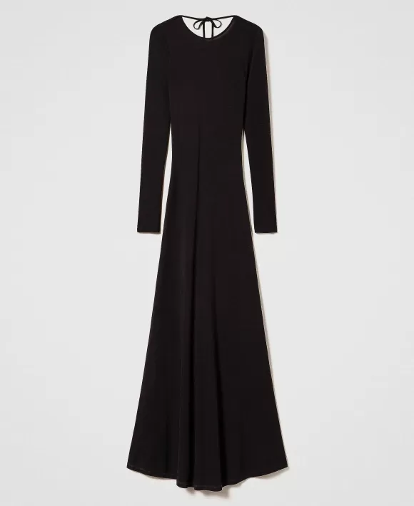 TWINSET Milano Abito Lungo Fitted Con Nodo Nero Online