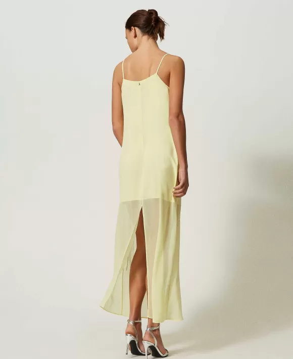TWINSET Milano Abito Lungo In Georgette Con Ricami Verde Online