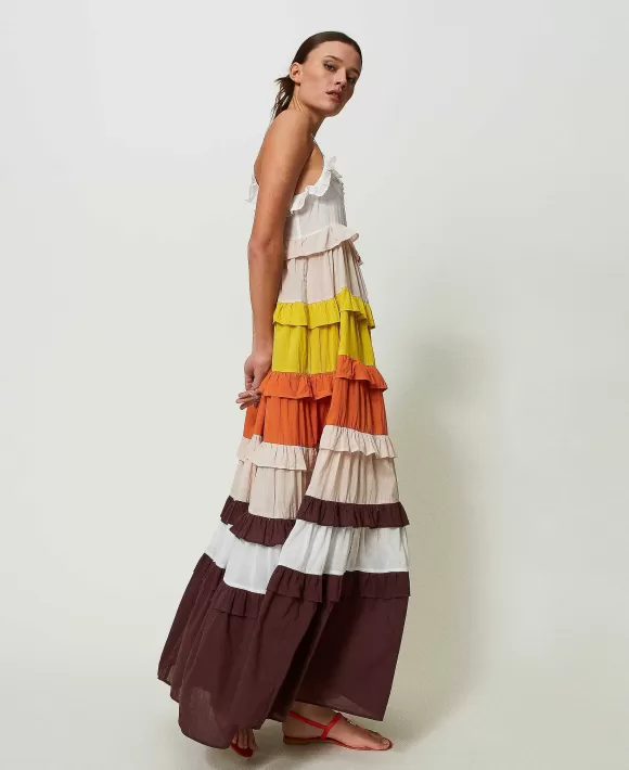 TWINSET Milano Abito Lungo In Mussola Color Block Fantasia New