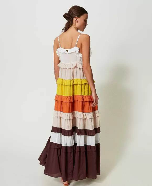 TWINSET Milano Abito Lungo In Mussola Color Block Fantasia New