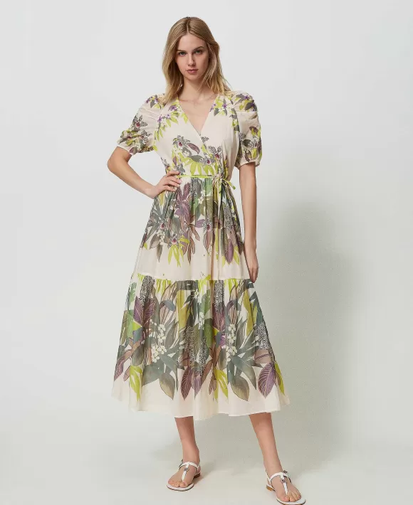 TWINSET Milano Abito Lungo In Mussola Con Stampa Fantasia Sale