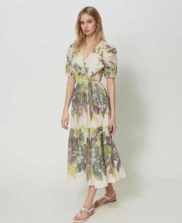 TWINSET Milano Abito Lungo In Mussola Con Stampa Fantasia Sale