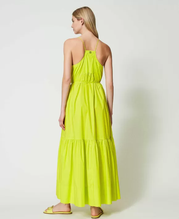 TWINSET Milano Abito Lungo In Popeline A Balze Giallo Online