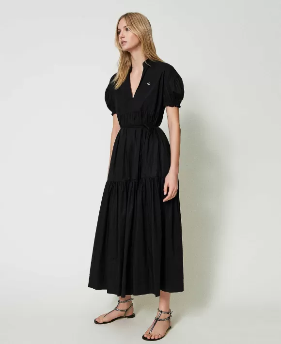 TWINSET Milano Abito Lungo In Popeline Con Oval T Nero Best