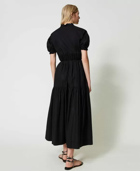 TWINSET Milano Abito Lungo In Popeline Con Oval T Nero Best