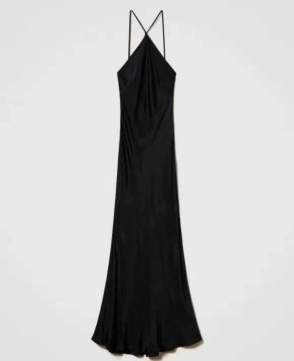 TWINSET Milano Abito Lungo In Raso Nero Store