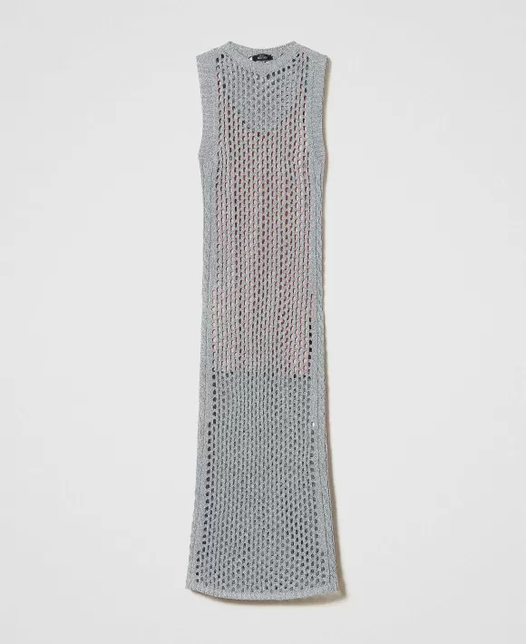 TWINSET Milano Abito Lungo In Rete Lurex Argento Store