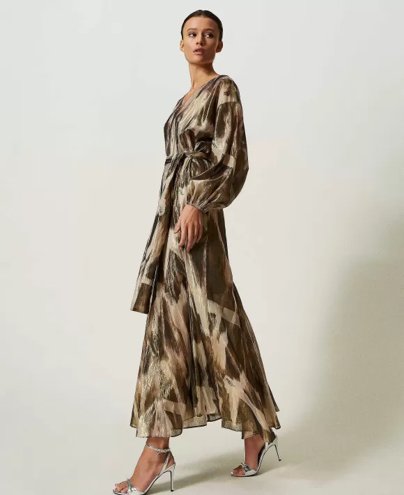 TWINSET Milano Abito Lungo In Voile Stampato Fantasia Cheap
