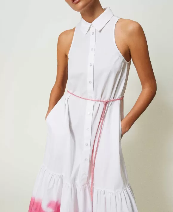 TWINSET Milano Abito Lungo Myfo In Popeline Stampato Bianco Hot