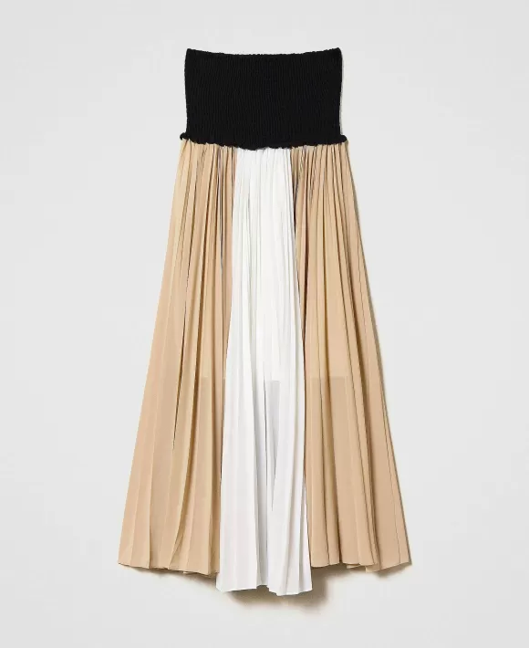 TWINSET Milano Abito-Gonna Color Block Marrone Flash Sale