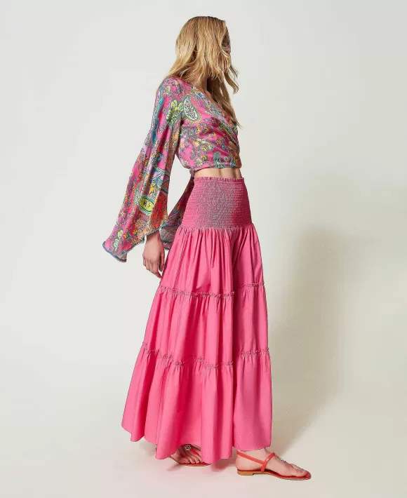 TWINSET Milano Abito-Gonna In Popeline Fucsia Flash Sale