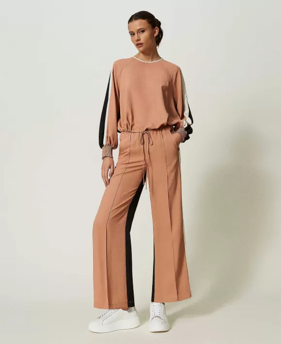 TWINSET Milano Blusa In Cr Pe De Chine Con Poliestere Riciclato Marrone Outlet