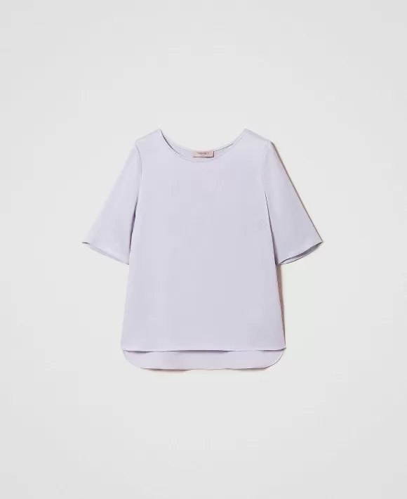 TWINSET Milano Blusa In Raso Con Spacchetti Viola Fashion