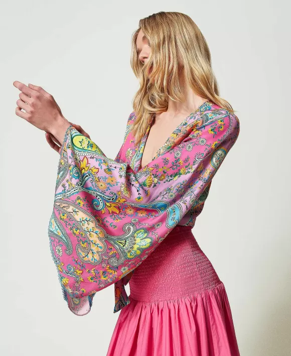 TWINSET Milano Blusa In Twill A Stampa Paisley Fantasia Hot