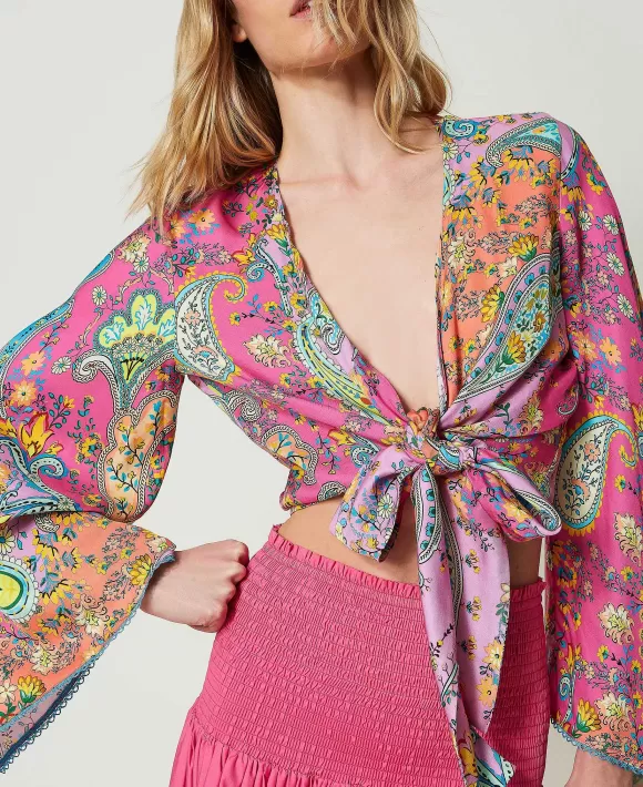 TWINSET Milano Blusa In Twill A Stampa Paisley Fantasia Hot