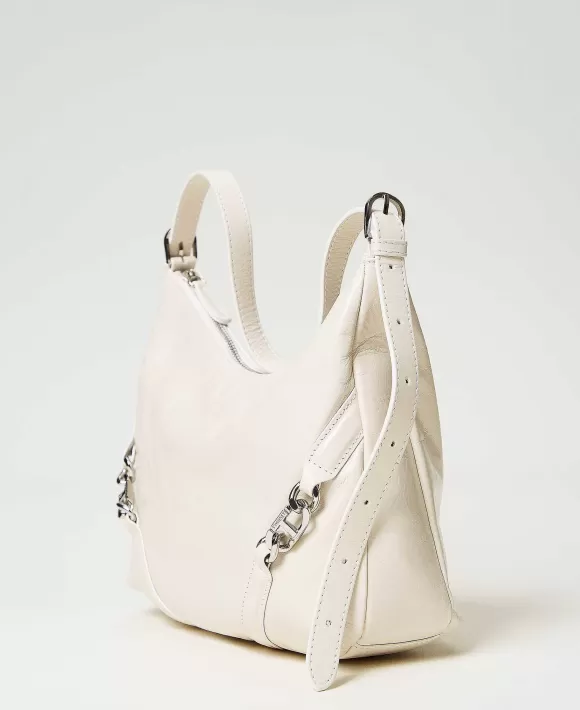 TWINSET Milano Borsa Hobo 'Hamptons' In Pelle Lucida Bianco Flash Sale