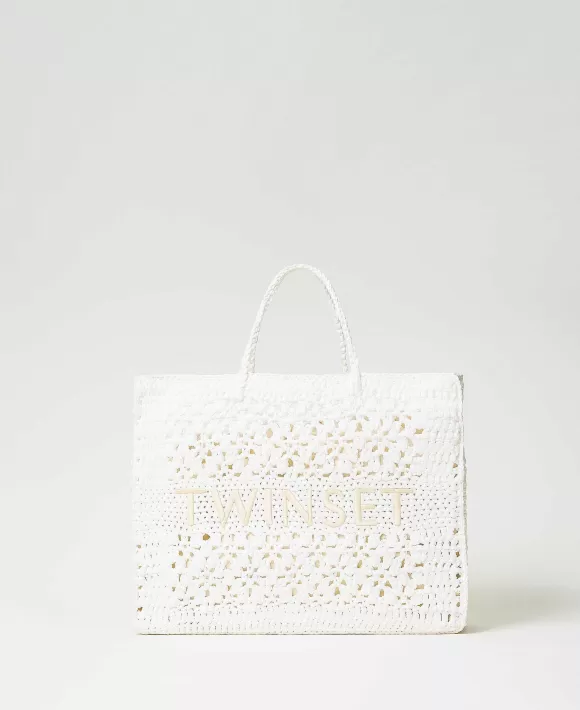 TWINSET Milano Borsa Shopper 'Boh Mien' Crochet Bianco Fashion