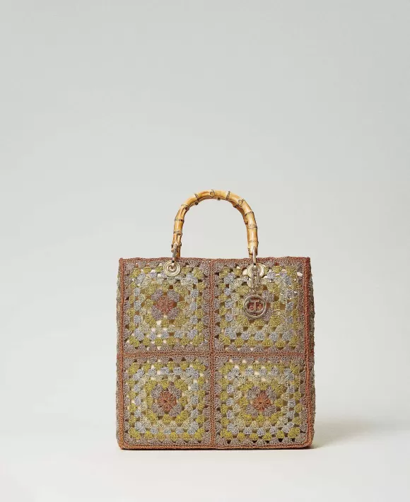TWINSET Milano Borsa Shopper In Crochet Con Lurex Fantasia Flash Sale