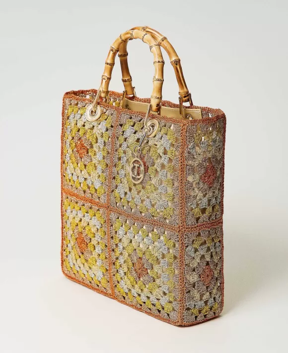 TWINSET Milano Borsa Shopper In Crochet Con Lurex Fantasia Flash Sale