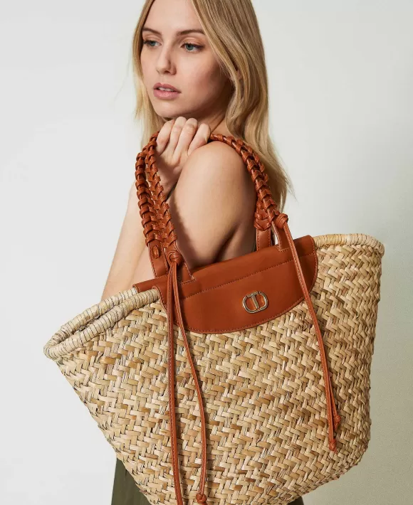 TWINSET Milano Borsa Shopper In Paglia Intrecciata Marrone Shop