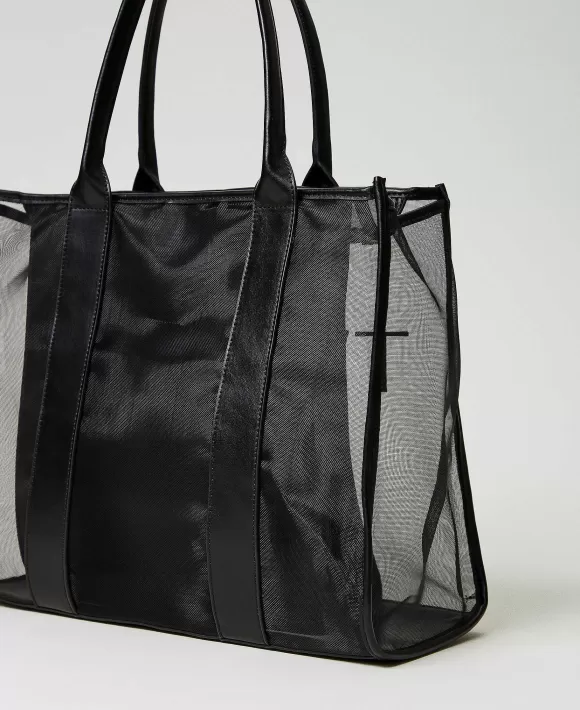 TWINSET Milano Borsa Shopper In Rete Con Logo Nero Fashion